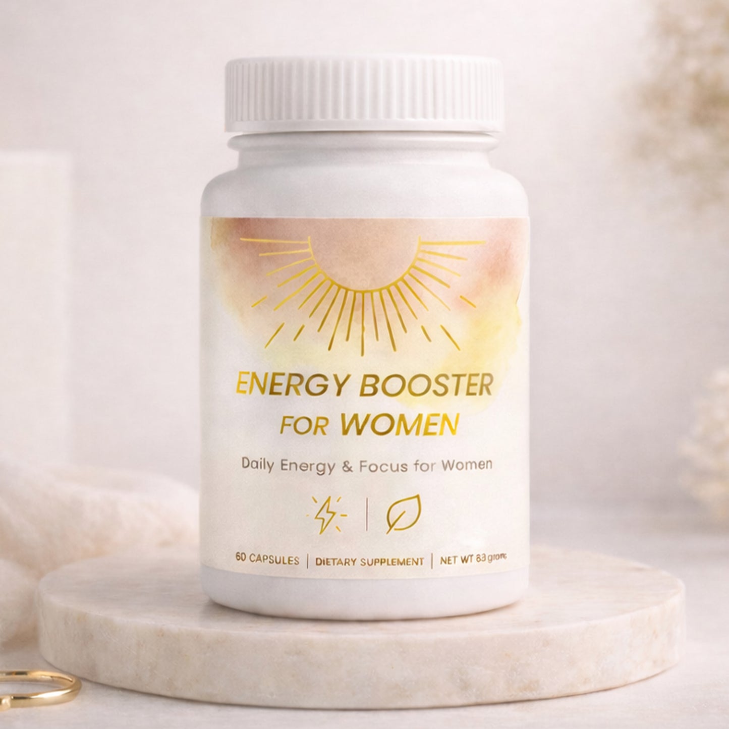 Energy Booster for Women - Energy supplement for women - Daily Clean Energy + Focus - Healthy Adderall Alternative - Energy Booster for Moms - For Work, Study, Gym - 60 Count